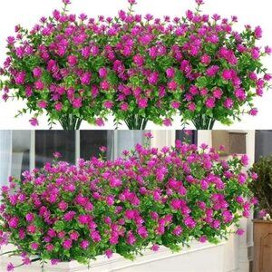 6 Bundles Outdoor Artificial Flowers UV Resistant Fake Boxwood Plants Faux